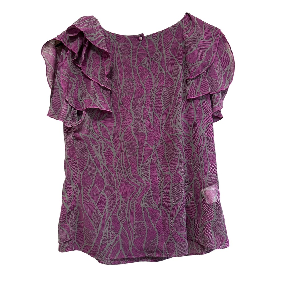BCBG Generation Purple Blouse Ruffle Details Semi Sheer Women's Medium - Picture 5 of 5